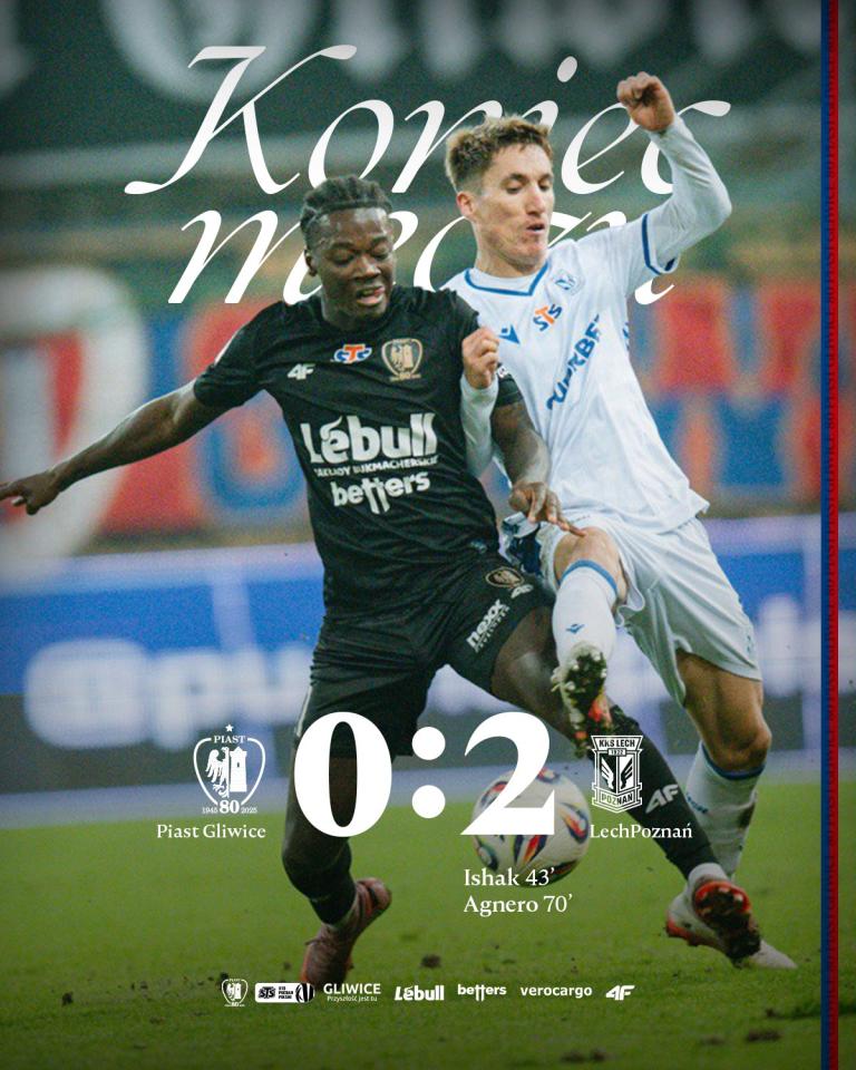 Piast Gliwice - Lech Poznań 0:2, 03.12.2025