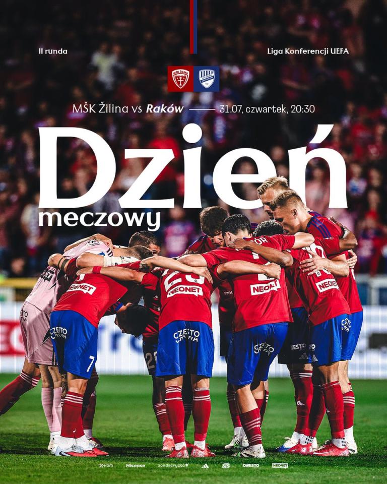 MŠK Žilina - Raków Częstochowa 1:3, 31.07.2025