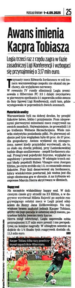 Przegląd Sportowy po meczu Legia Warszawa - Hibernian FC 3:3 pd. (28.08.2025)