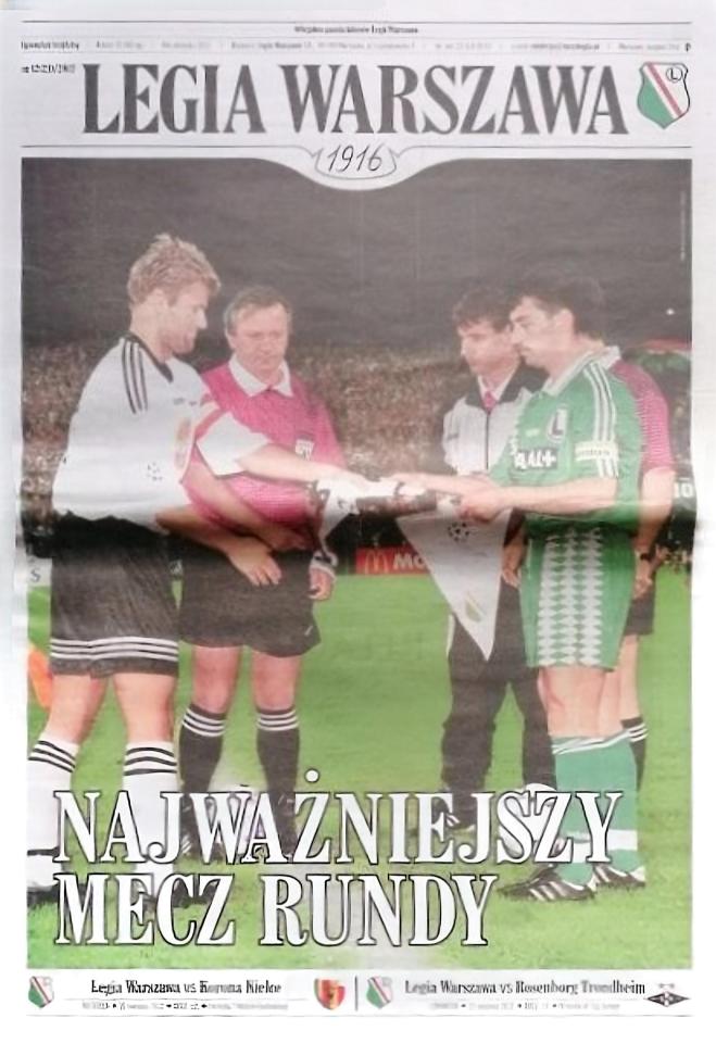 Program meczowy Legia Warszawa - Rosenborg Trondheim 1:1 (23.08.2012)