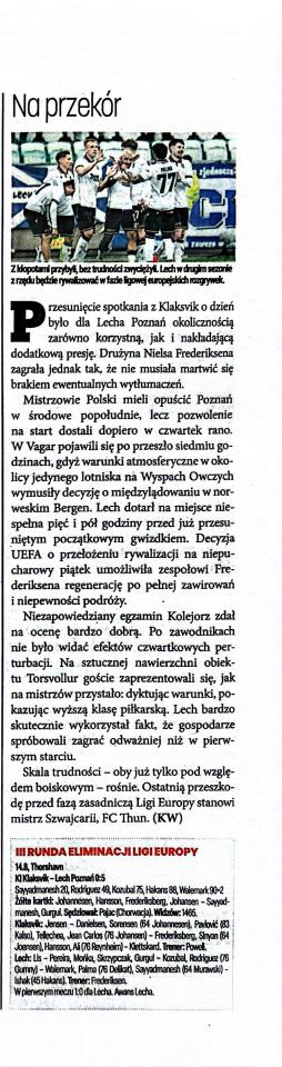 Piłka Nożna po meczu KÍ Klaksvík - Lech Poznań 0:5 (14.08.2026)