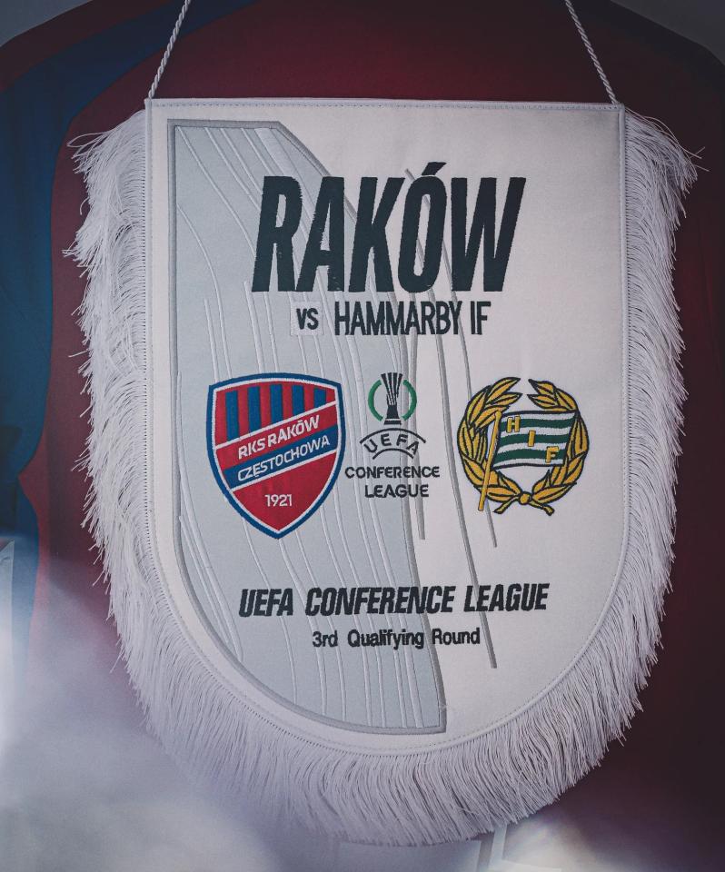 Proporczyk z meczu Raków Częstochowa - Hammarby IF 0:0 (06.08.2026)