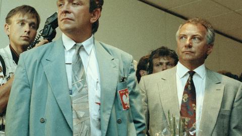 Trener Janusz Wójcik i sponsor reprezentacji Zbigniew Niemczycki.