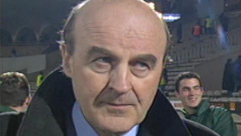 Tadeusz Fogiel po meczu Girondins Bordeaux - Groclin Dyskobolia Grodzisk Wielkopolski 4:1 (03.03.2004).