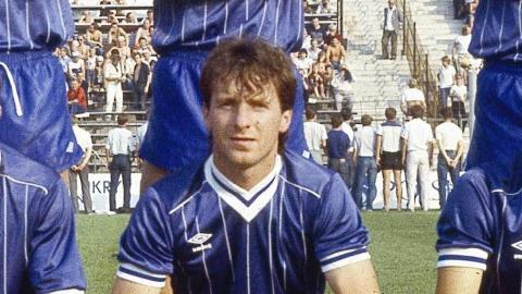 Mirosław Okoński podczas meczu Borussia Mönchengladbach – Lech Poznań 1:1 (18.09.1985)