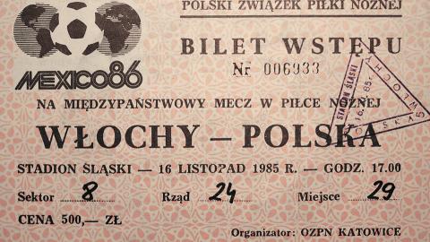 bilet z meczu polska - włochy (16.11.1985)